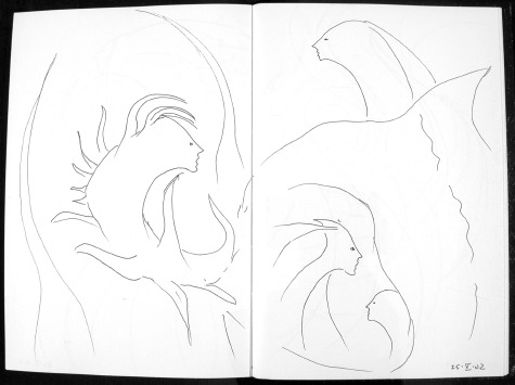 image of source sketch used in the base collage for Encounters: 45 by Ed Pas