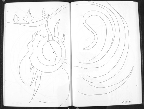 Image of original sketch for Ghost Trees 6: Vortex by Ed Pas