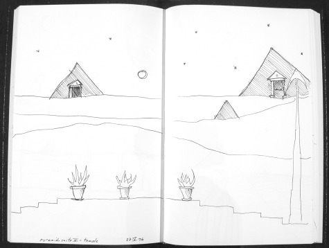 Image of original sketch for Pyramid Suite 5: Temple by Ed Pas