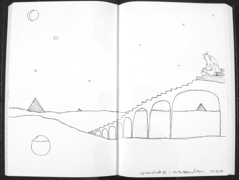 Image of original sketch for Pyramid Suite 6: The Ten Thousand Steps by Ed Pas