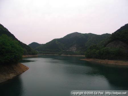 view of Masubuchi Reservoir from second dam, looking in the direction of first dam