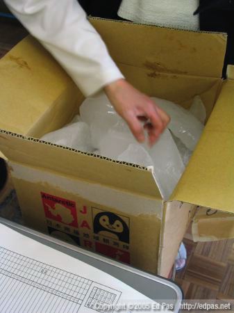 box of ice from Antarctica
