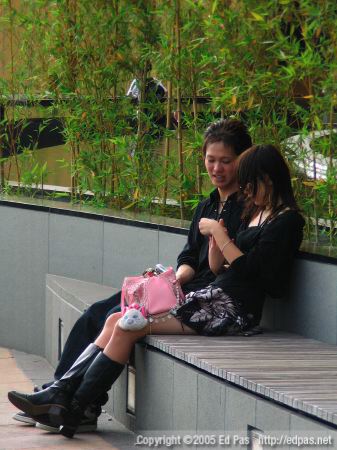 A young couple relaxing on the terrace