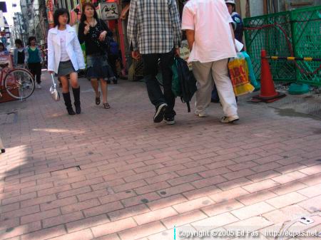 a mother and daughter in one of Kokura's shopping streets