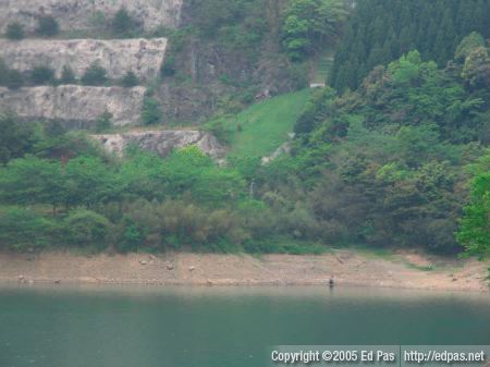 detail view of Masubuchi Reservoir from second dam, looking in the direction of first dam