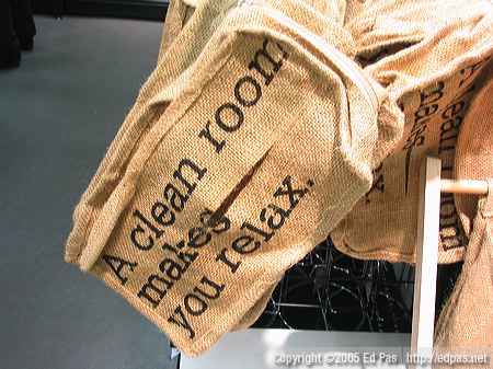 'A clean room makes you relax.' burlap tissue box cover